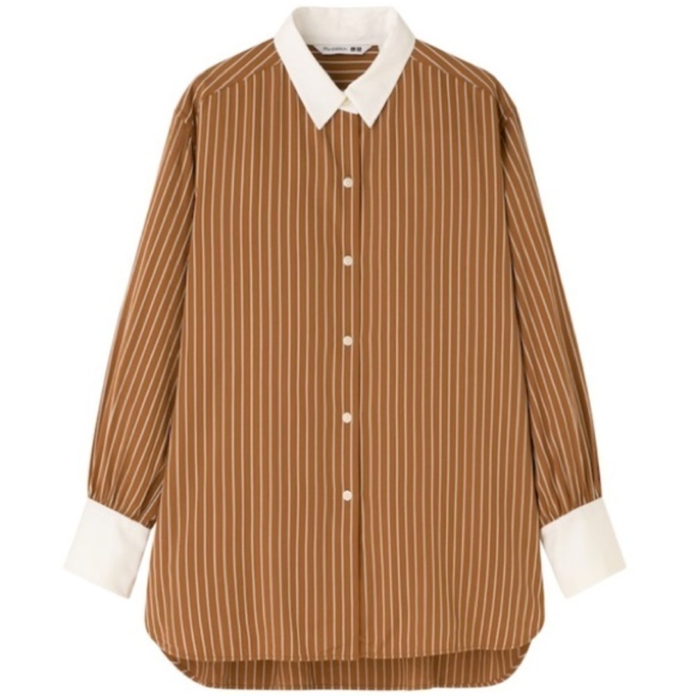 Golden Goose Graphic Striped Print Two Tone Yellow White Long Sleeve Blouse Sm